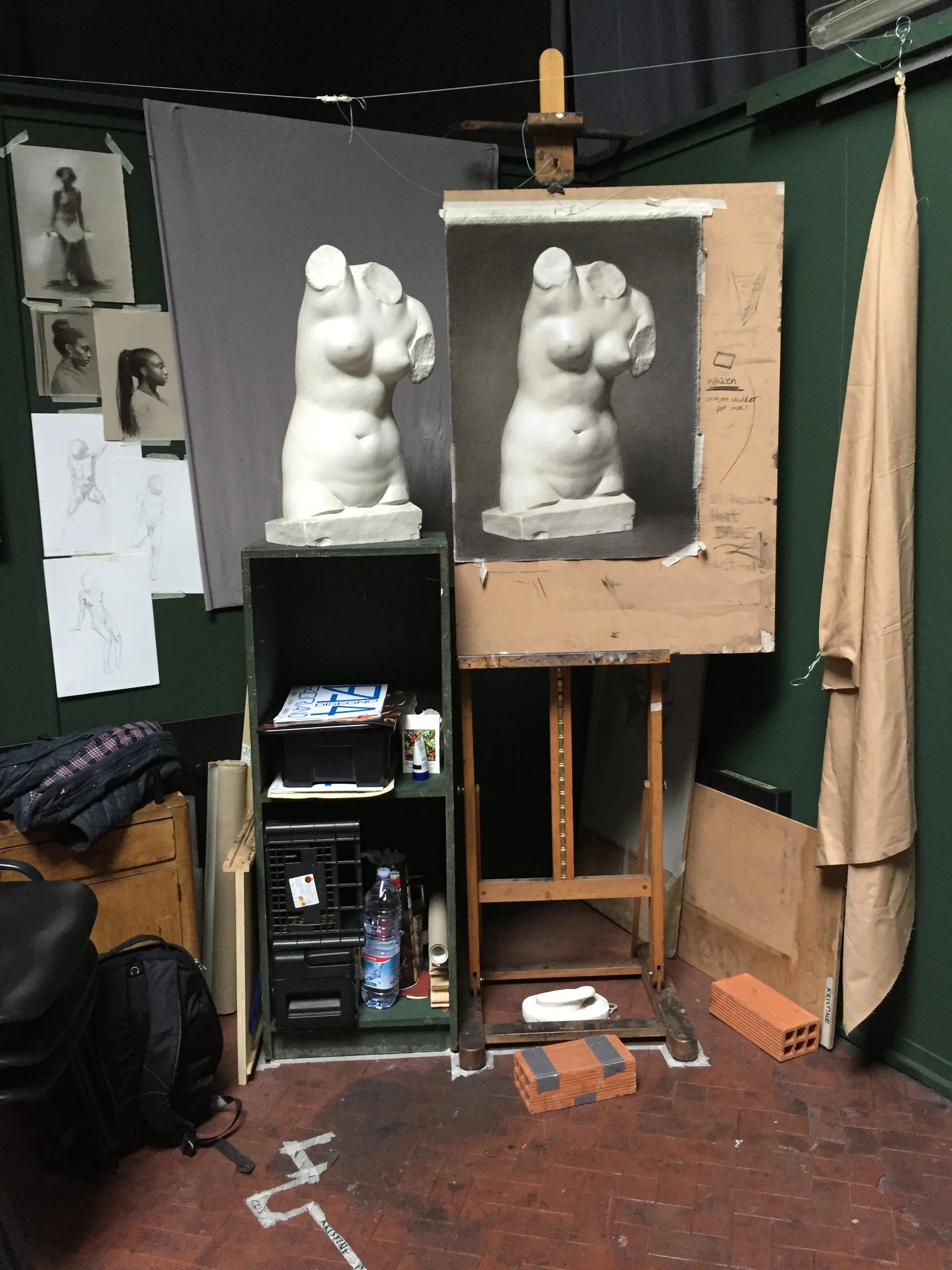 Plaster cast with drawing