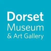 Dorset Museum & Art Gallery logo with white text on a blue background