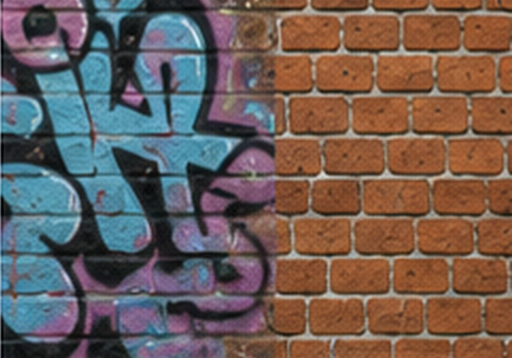 Precision graffiti and unwanted paint removal from a suitable surface