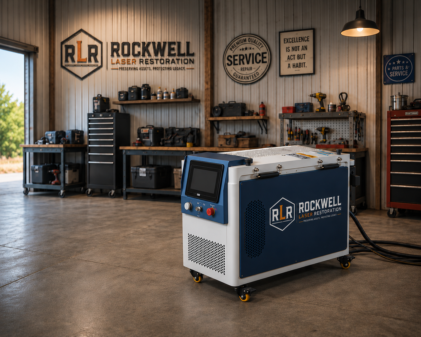 Pulsed laser restoration equipment used by Rockwell Laser Restoration