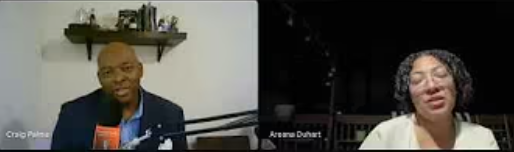 Screenshot of two people in a virtual meeting, Craig Palmer on the left, Aromua Duhart on the right.