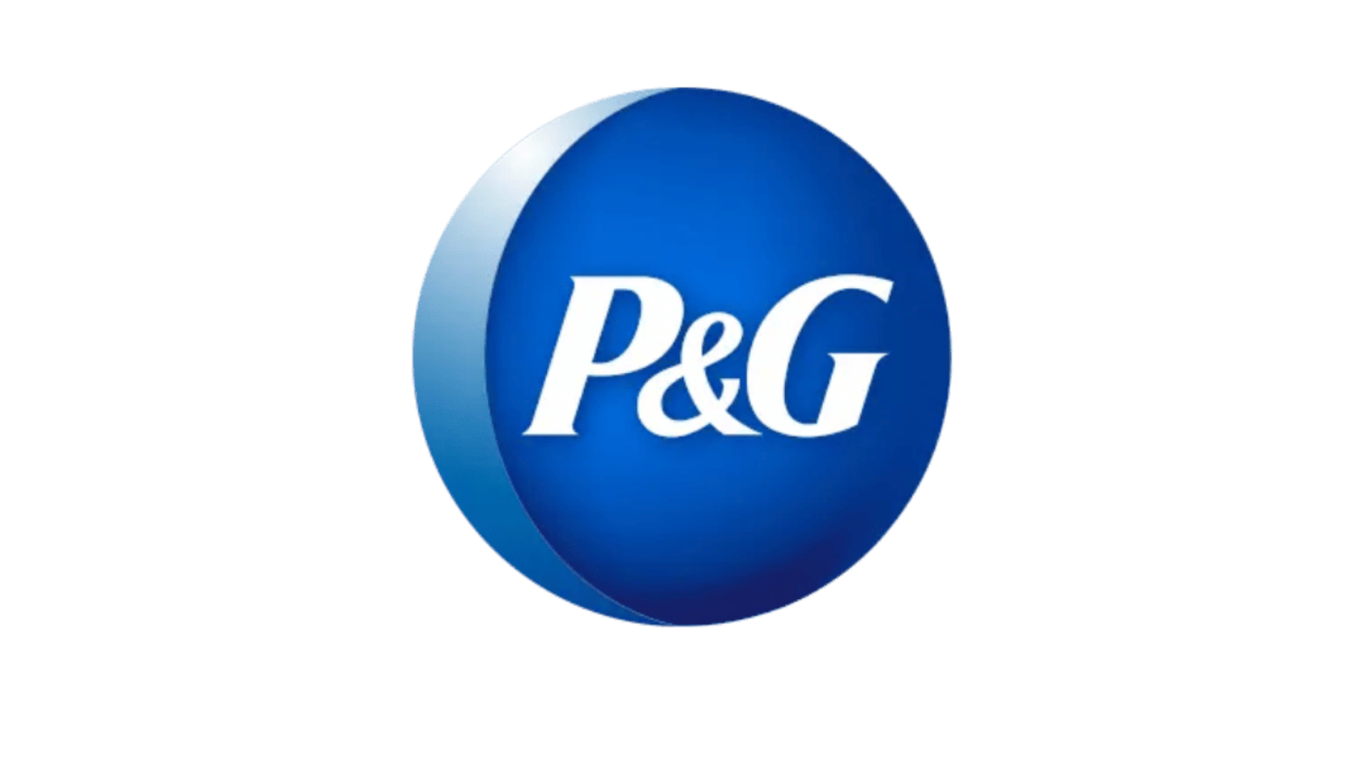 Logo van P&G met een blauwe cirkel en witte tekst.