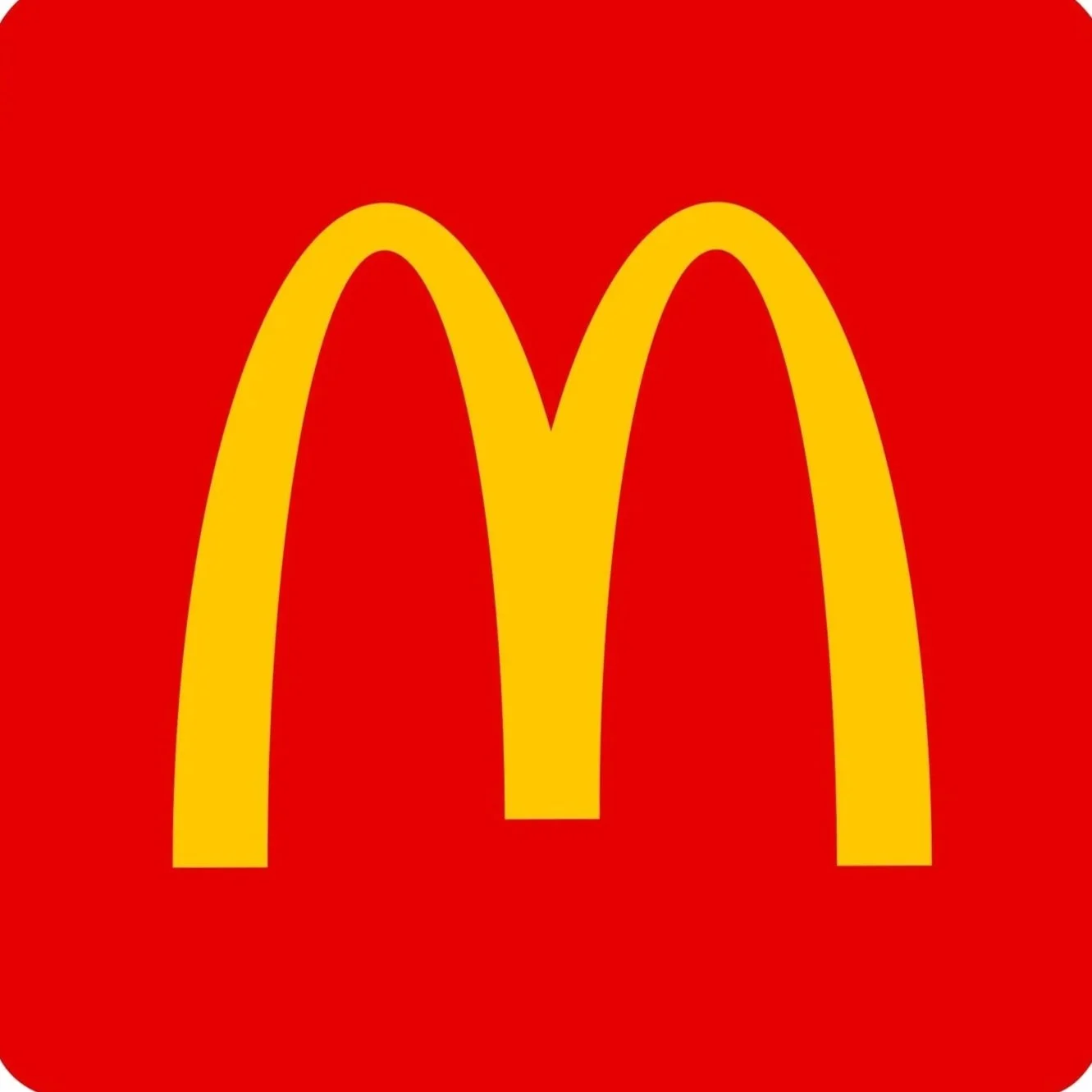 Logo de McDonald's con fondo rojo y arcos dorados.