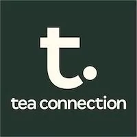 Logo de Tea Connection con una letra 't' estilizada y el texto 'tea connection' debajo.