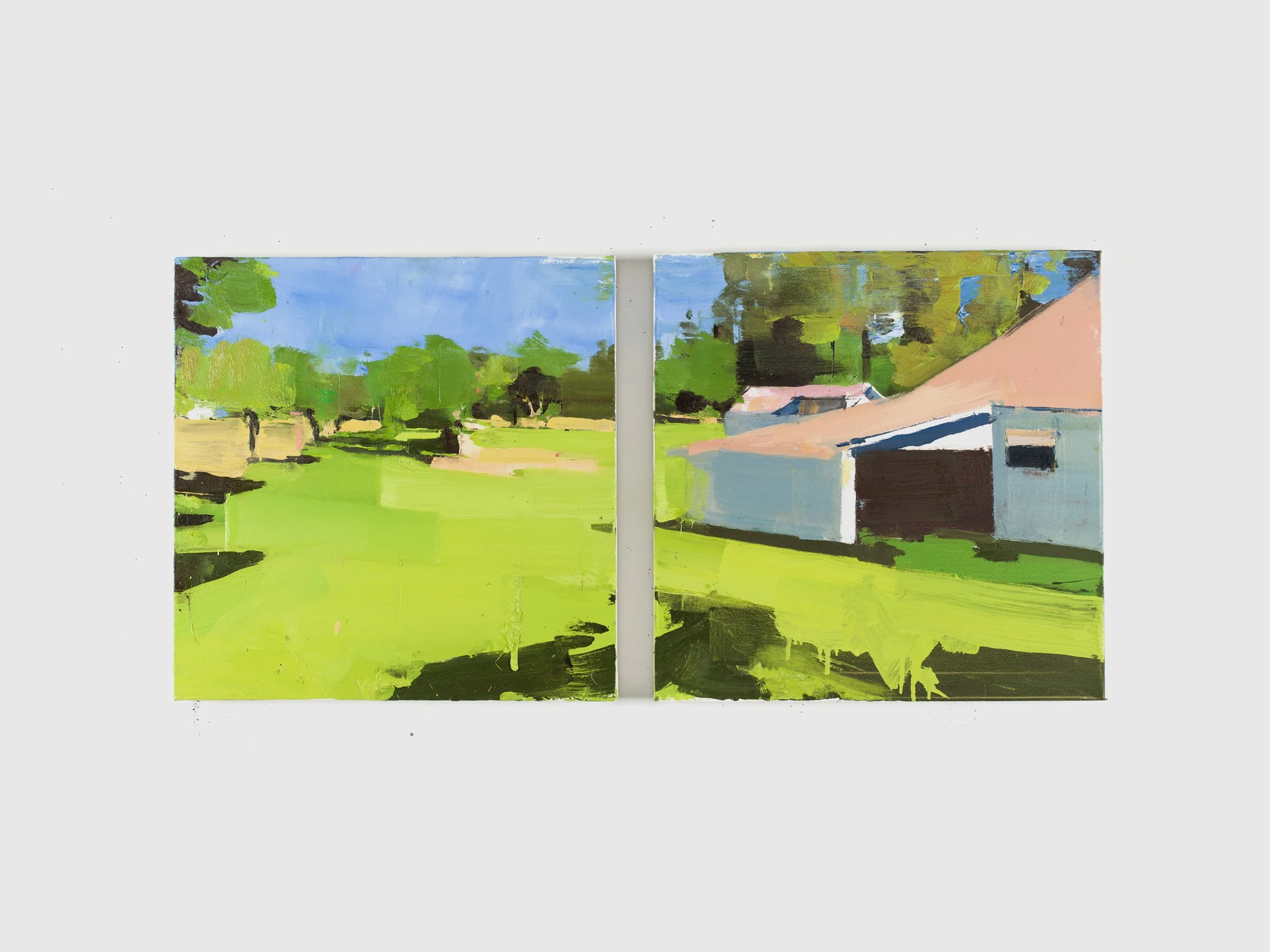 Landscape oil painting of woods.