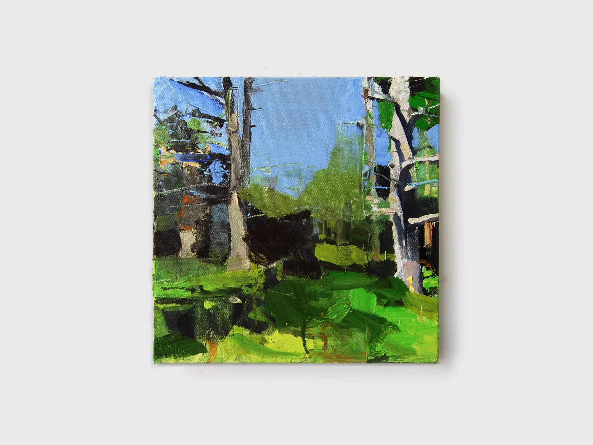 Landscape oil painting of woods.