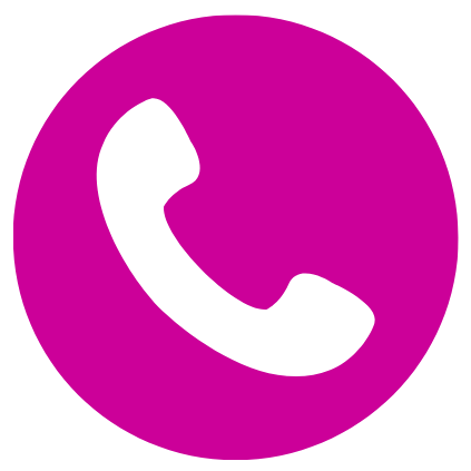 Pink circle with a white telephone receiver icon in the center.