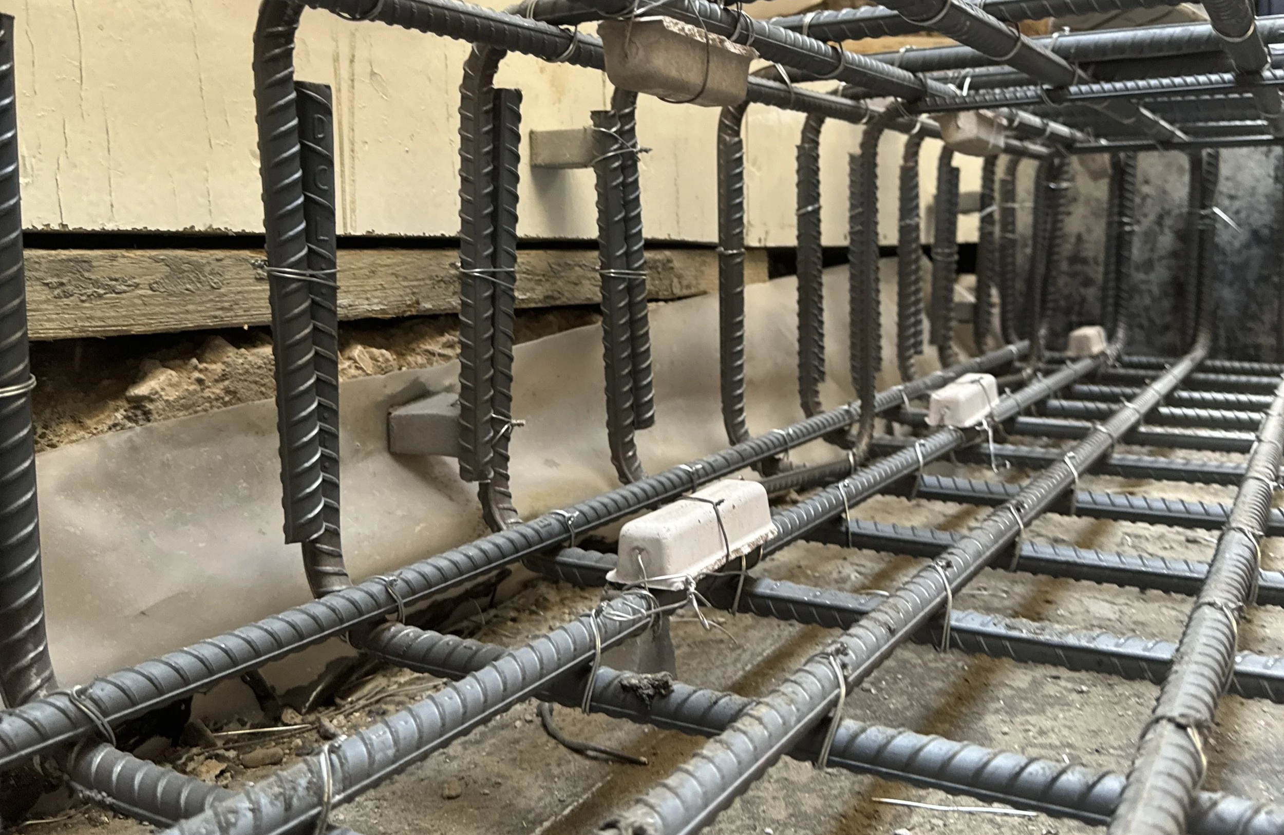 View of anodes tied onto Rebar.
