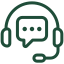 An icon of a speech bubble inside a chat window, representing communication or messaging.
