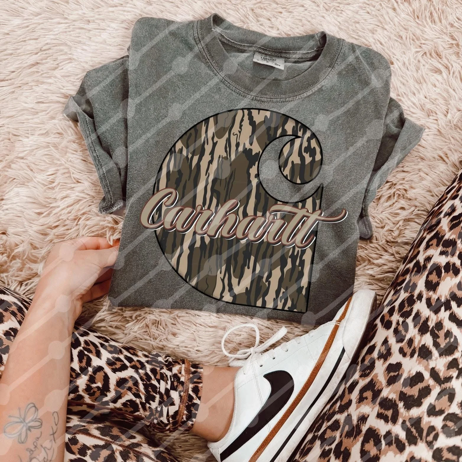 Brown Camo C@arhartt- Crewneck
