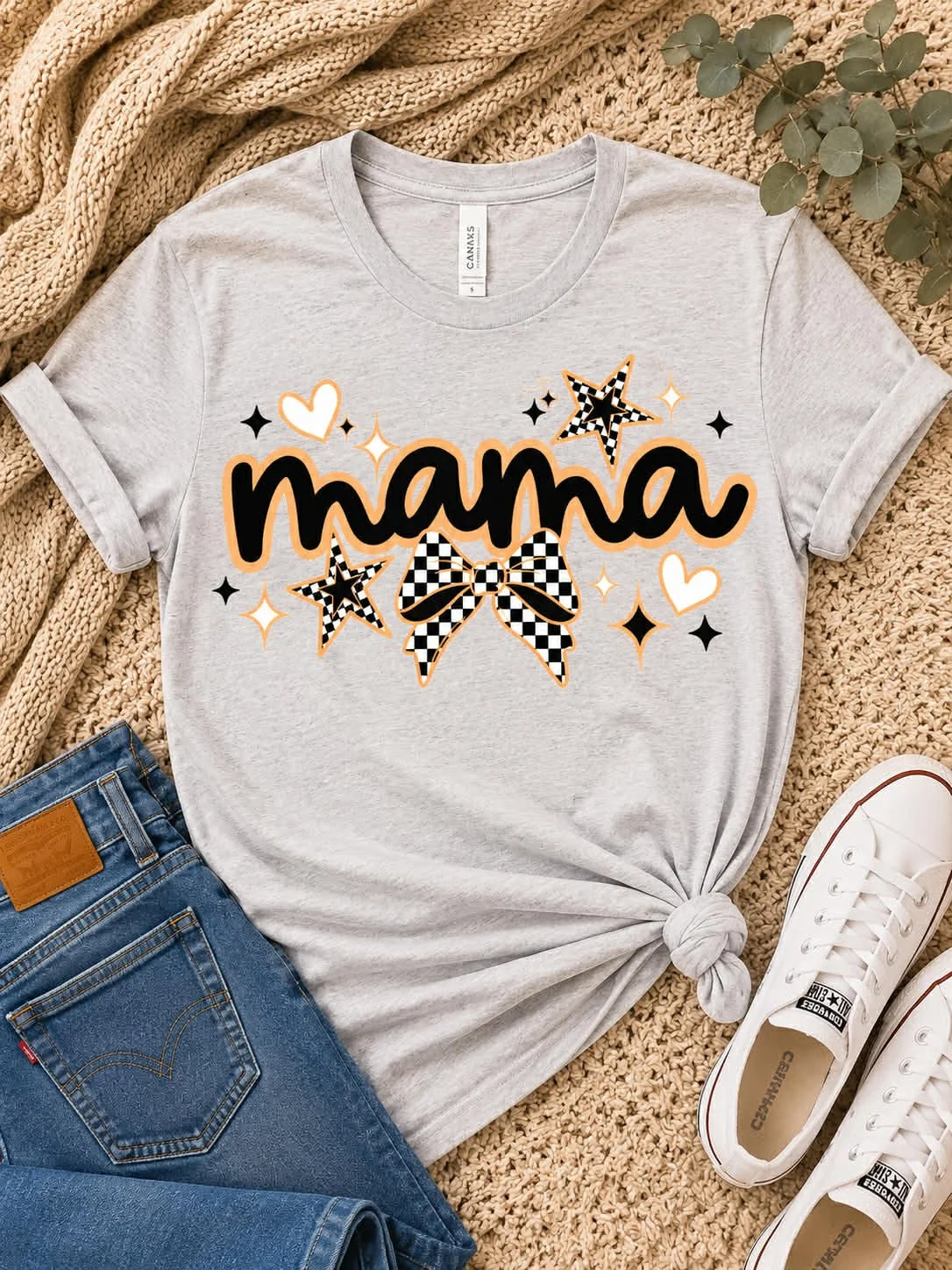 mama- checkered & orange