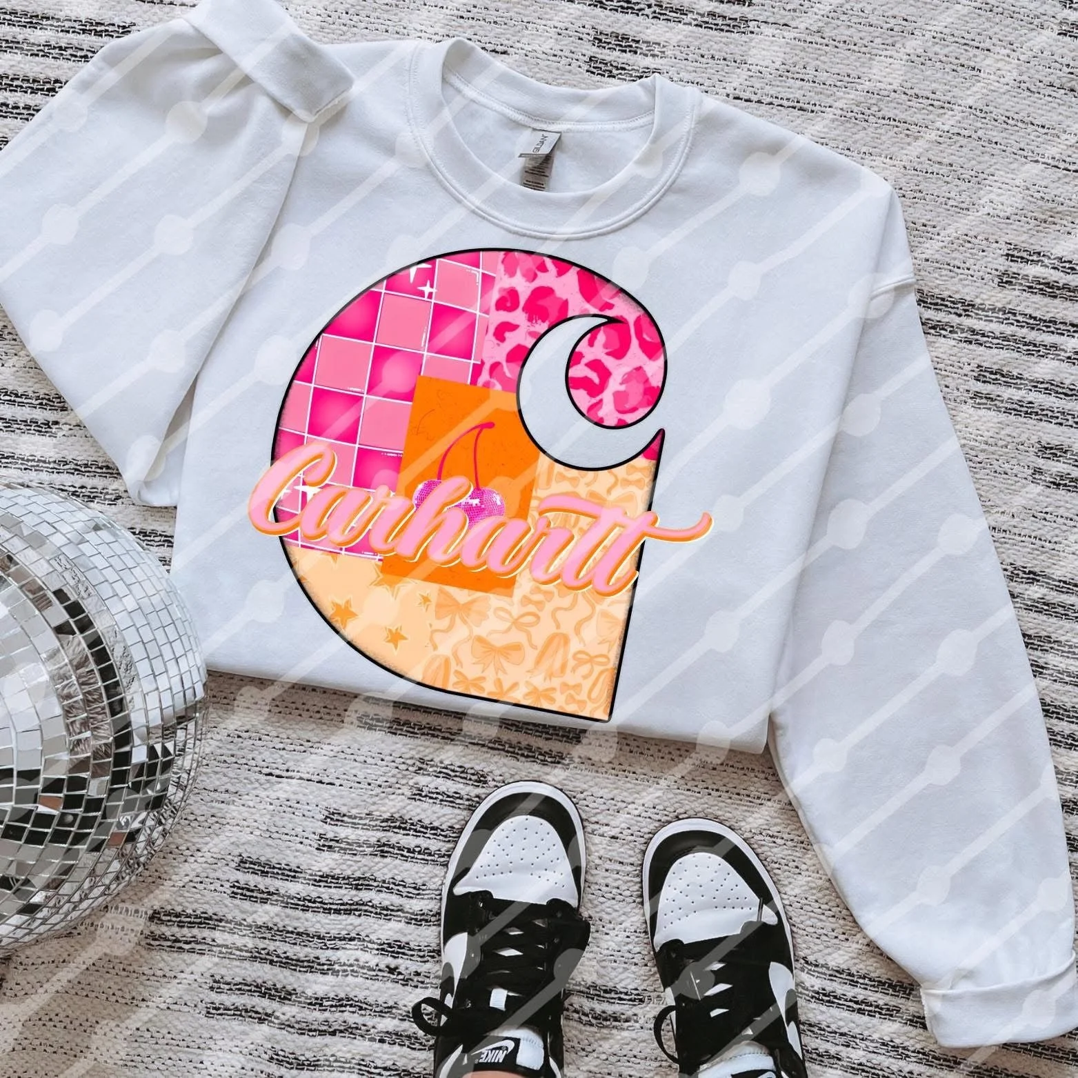 Pink & Yellow C@rhartt- Crewneck