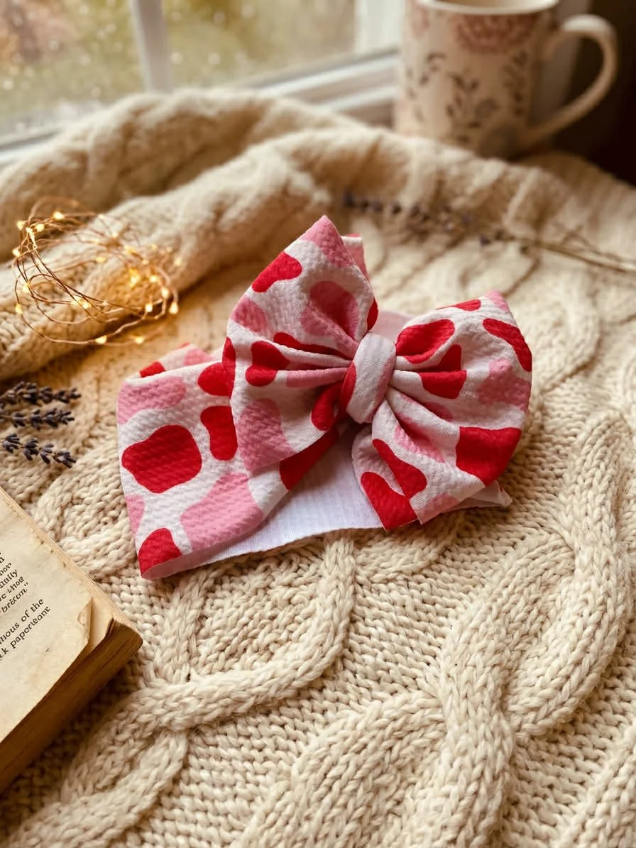 Valentine Cow Print- Headband