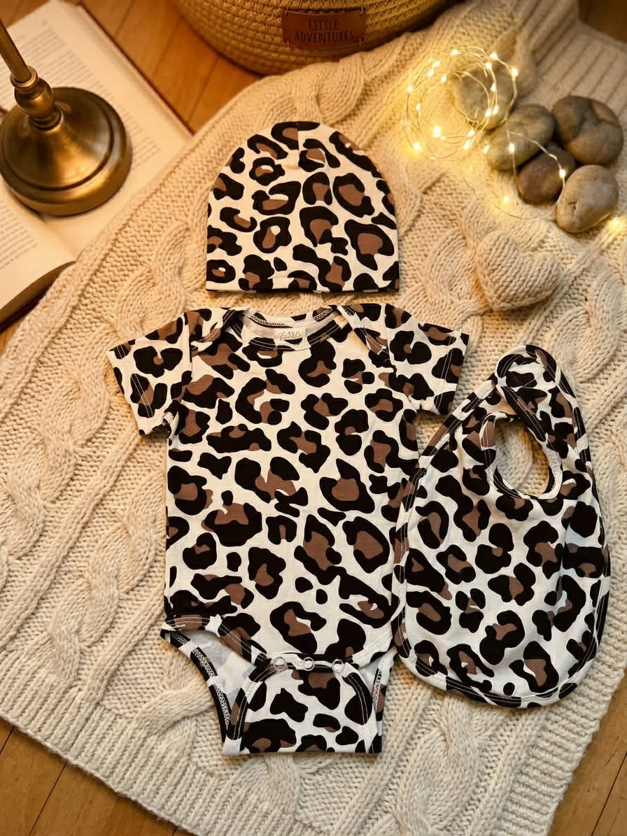 3 Piece Leopard Set: 0/3 months