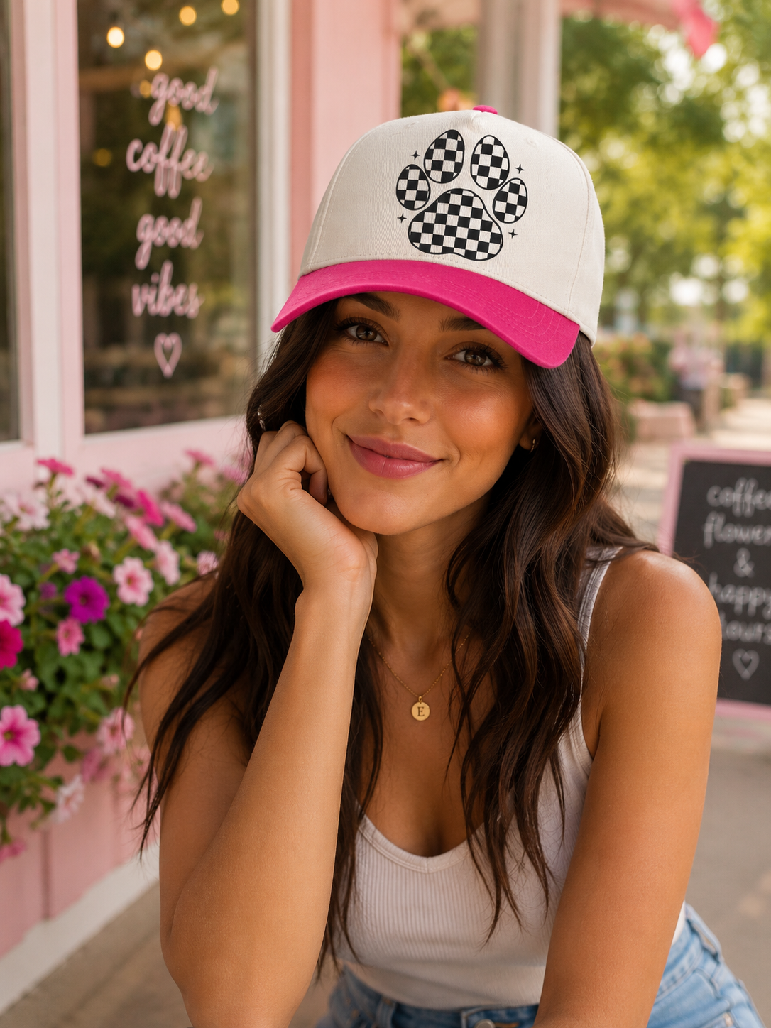 Checkered Paw Print- Hat