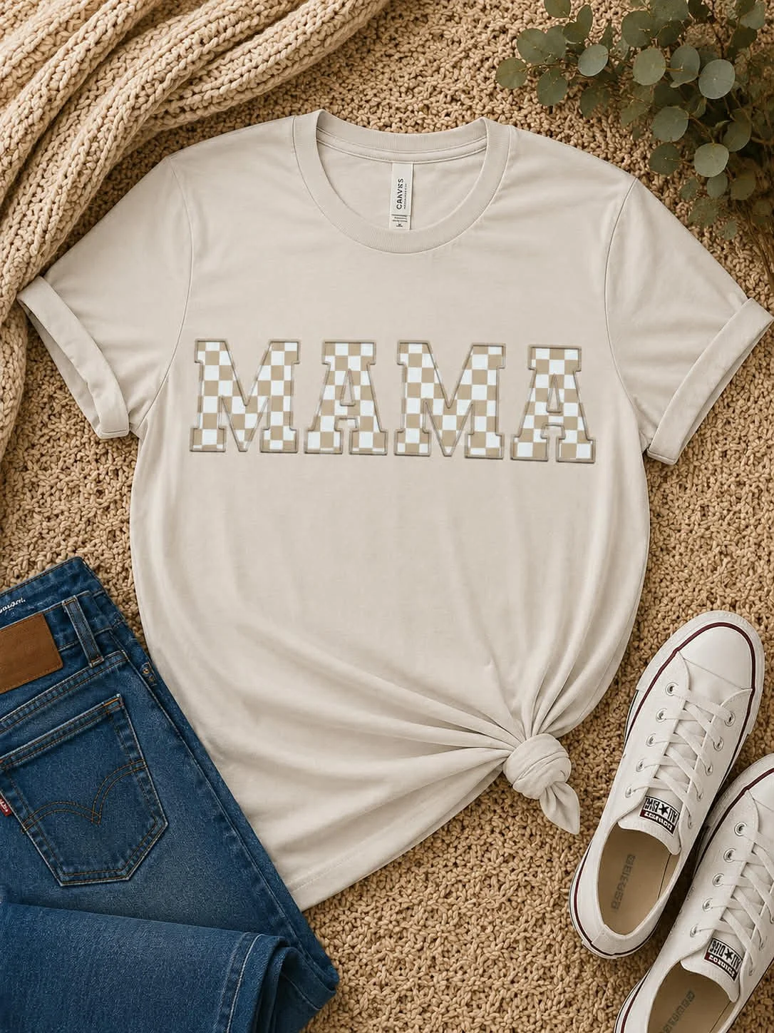 MAMA- tan checkered