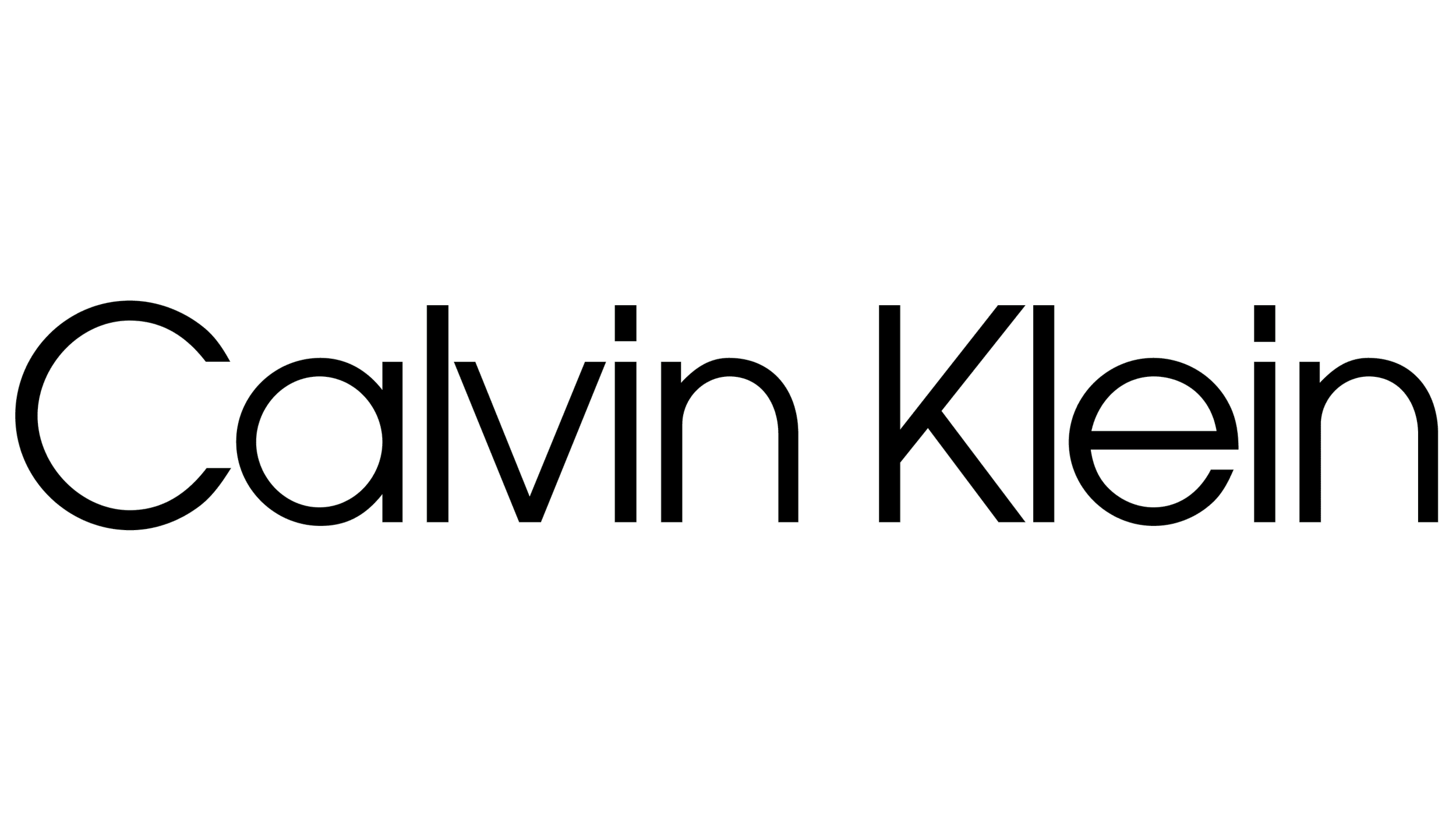 Black neon-style text on a black background that reads 'Calvin Klein'.