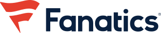 Fanatics logo with a stylized red F and the word 'Fanatics' in dark blue.