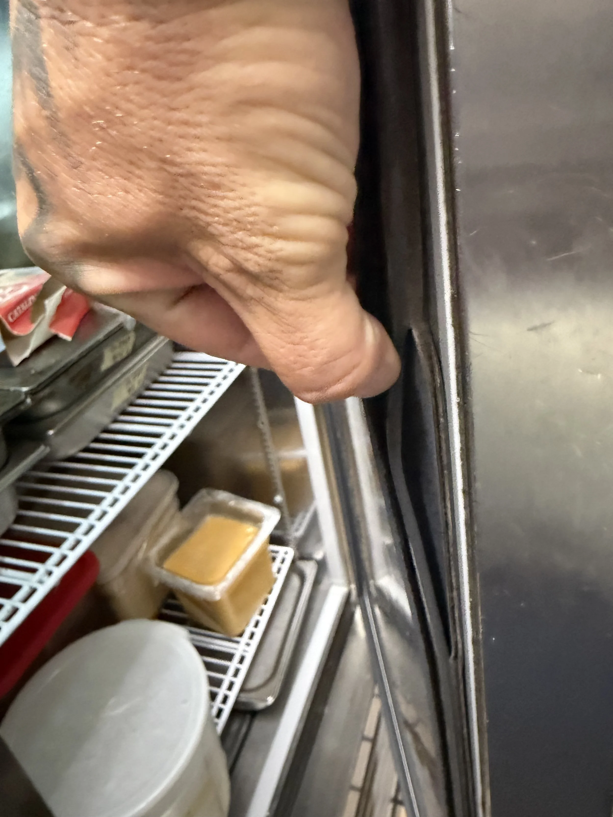 Close-up of a chicken in an oven, with a wire rack, baking dishes, and other kitchen items in the background.