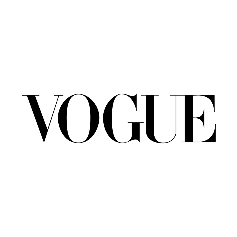 Vogue magazine logo in black and white.