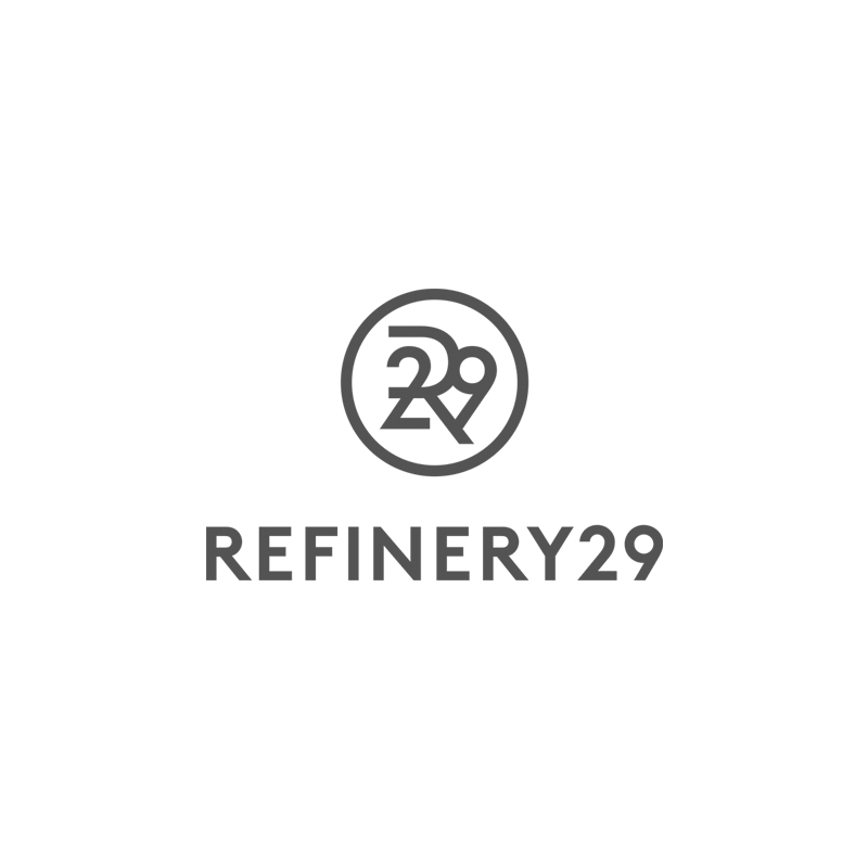Logo for Refinery29, featuring a circular emblem with 'R29' inside and the text 'REFINERY29' below.