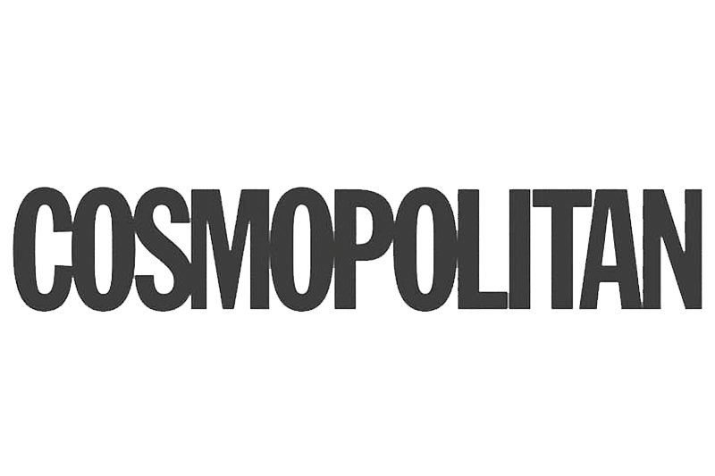Black and white logo of 'Cosmopolitan' magazine in bold letters.