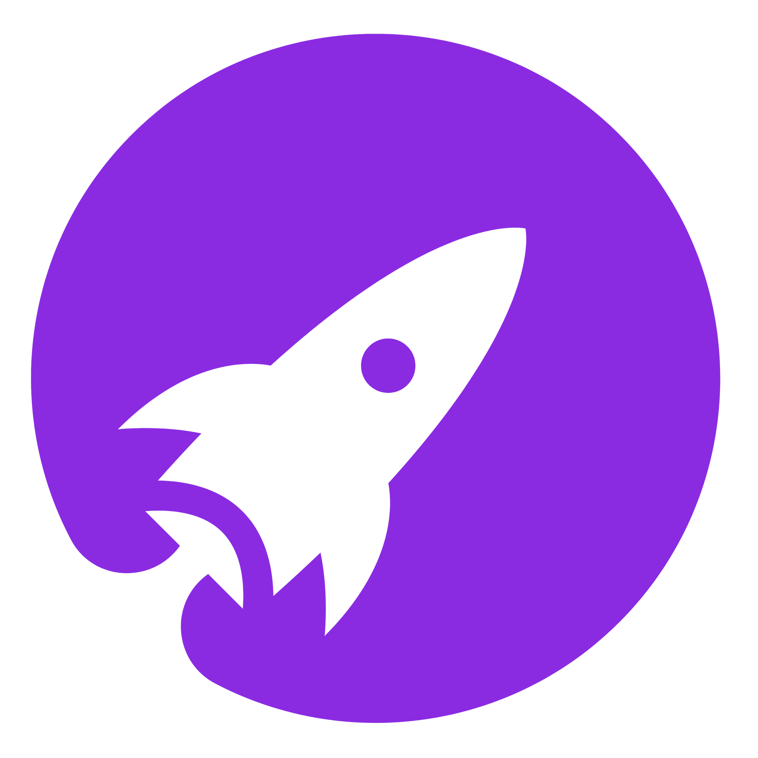 A purple stylized chat bubble with a circular tail on a black background.