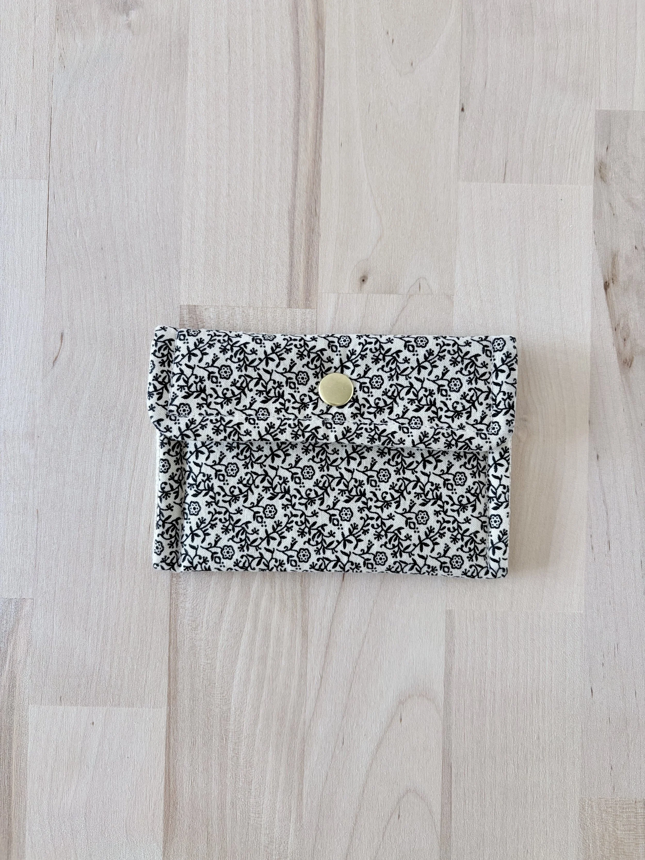 Black & Cream Petite Floral Mini Pouch