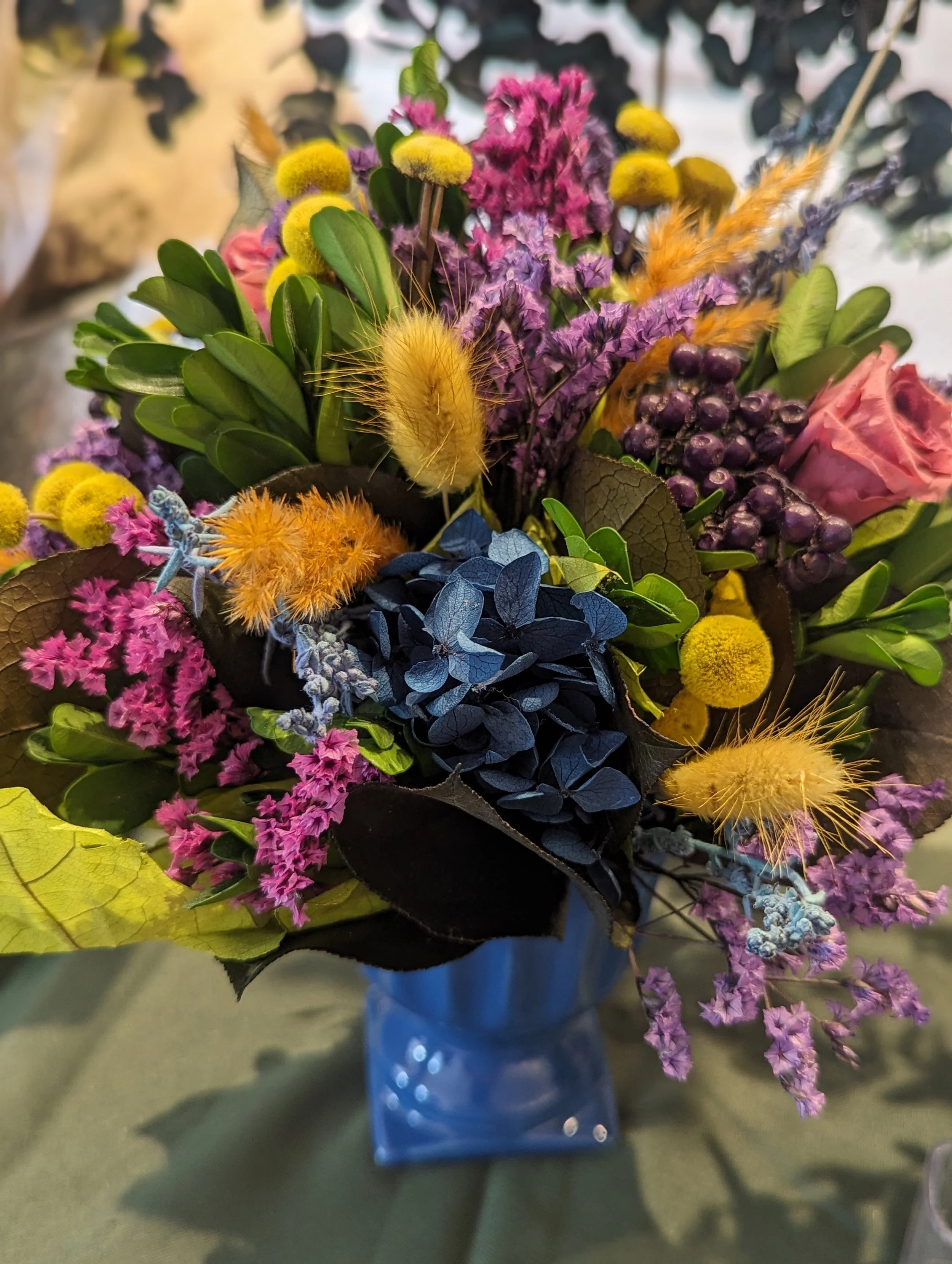 Mixed Colorful Blue Urn (12x12