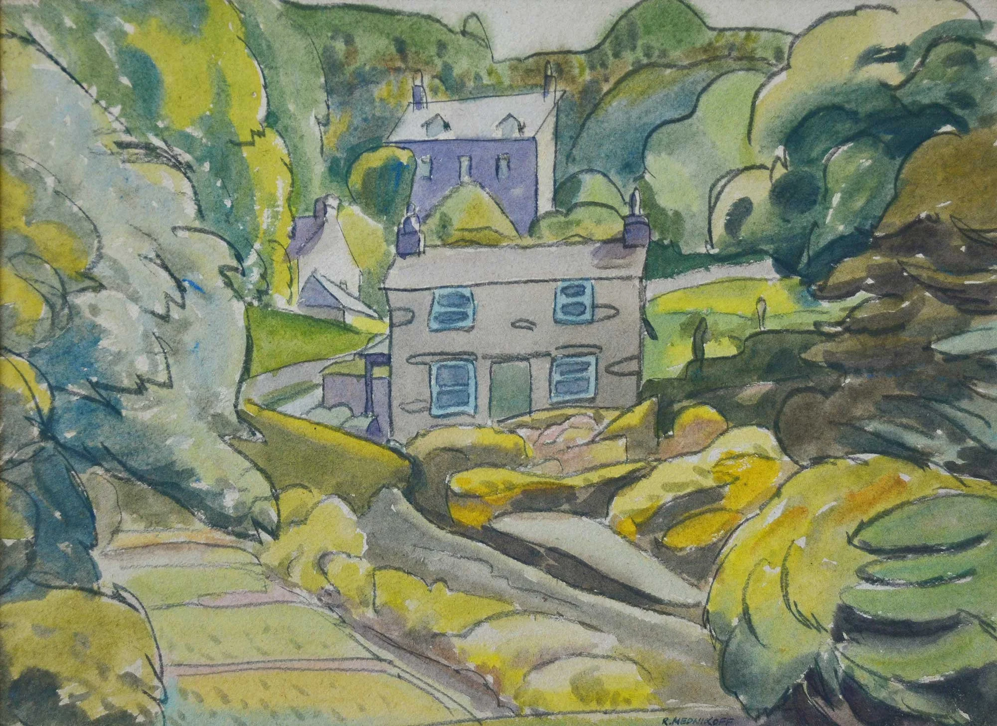 08.07.1948, 37x27cm, Llanbedr - Wales, Watercolour, R Mednikoff