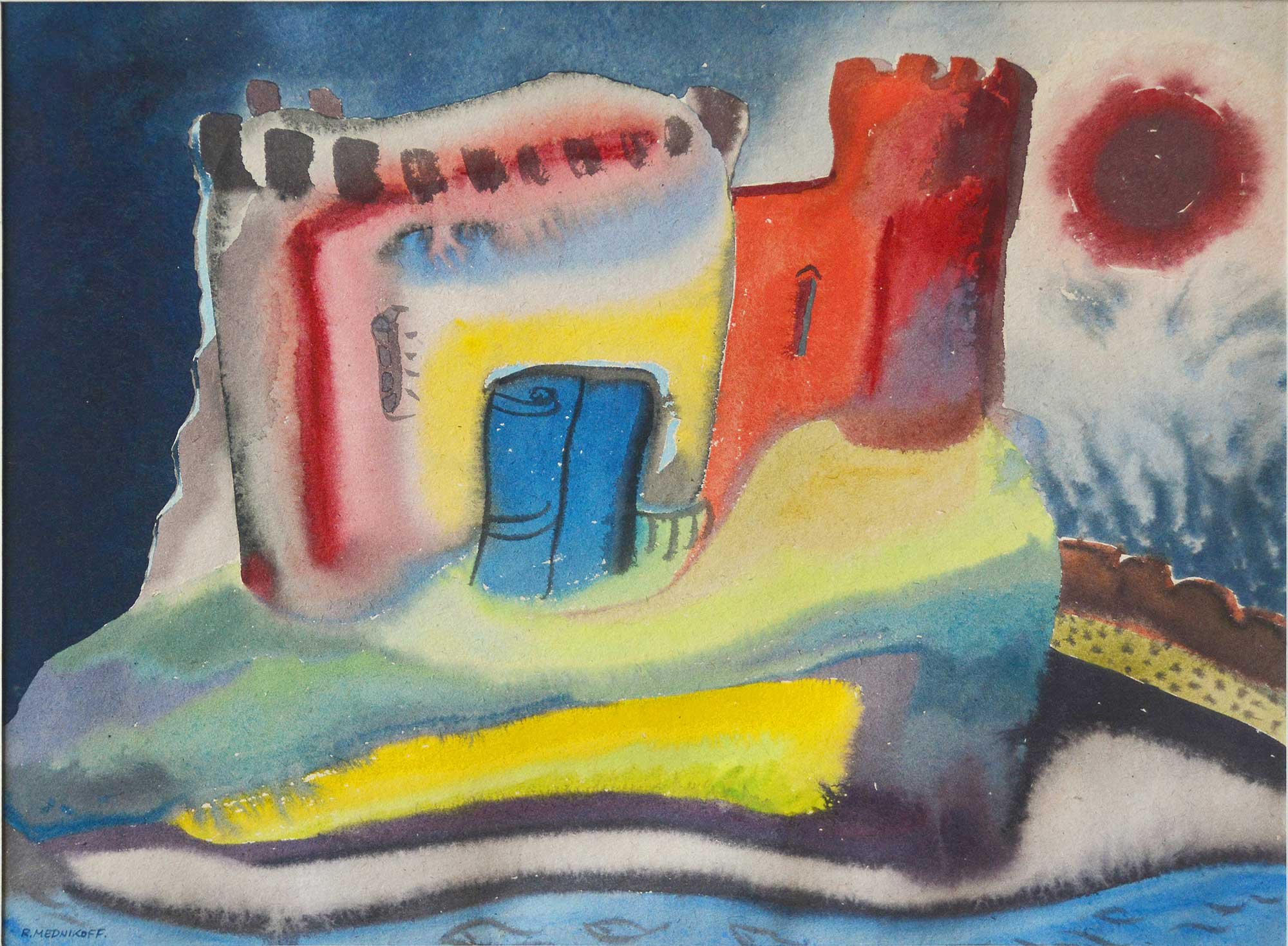 04.07.1948, 37x27cm, Harlech - Wales, Watercolour, R Mednikoff
