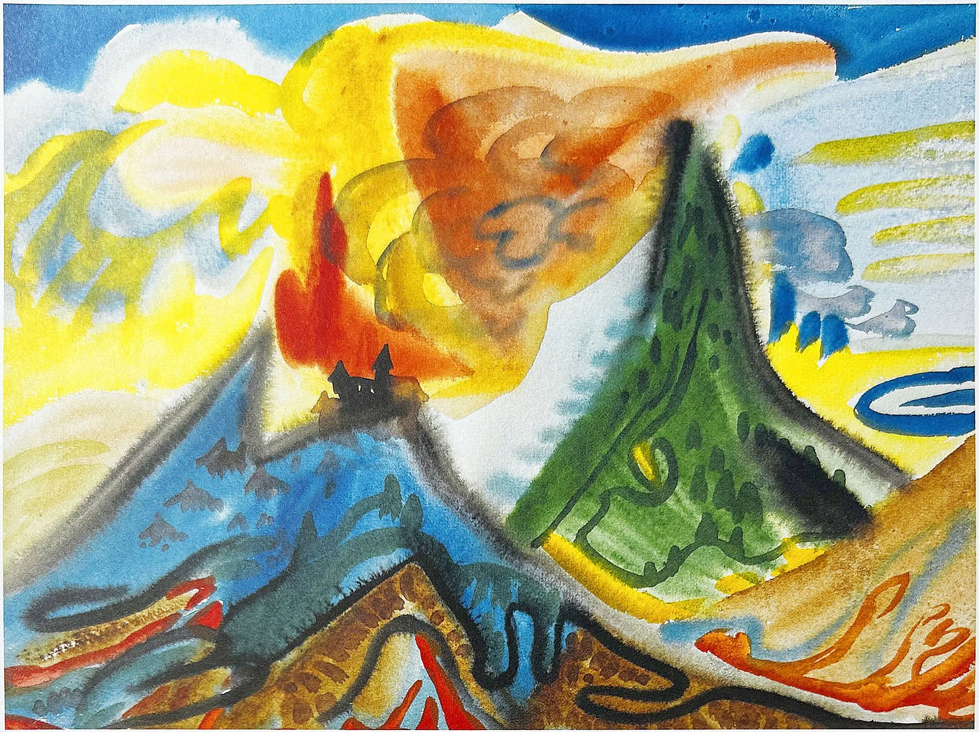 16.05.1960, 37x27, Switzerland, Watercolour, RP. Exhibited in 'A Tale of Mother's Bones'