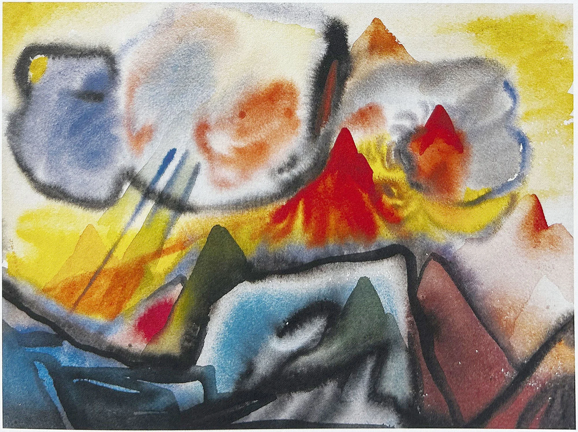 12.05.1960, 37x27, Switzerland, Watercolour, RM. Exhibited in 'A Tale of Mother's Bones'