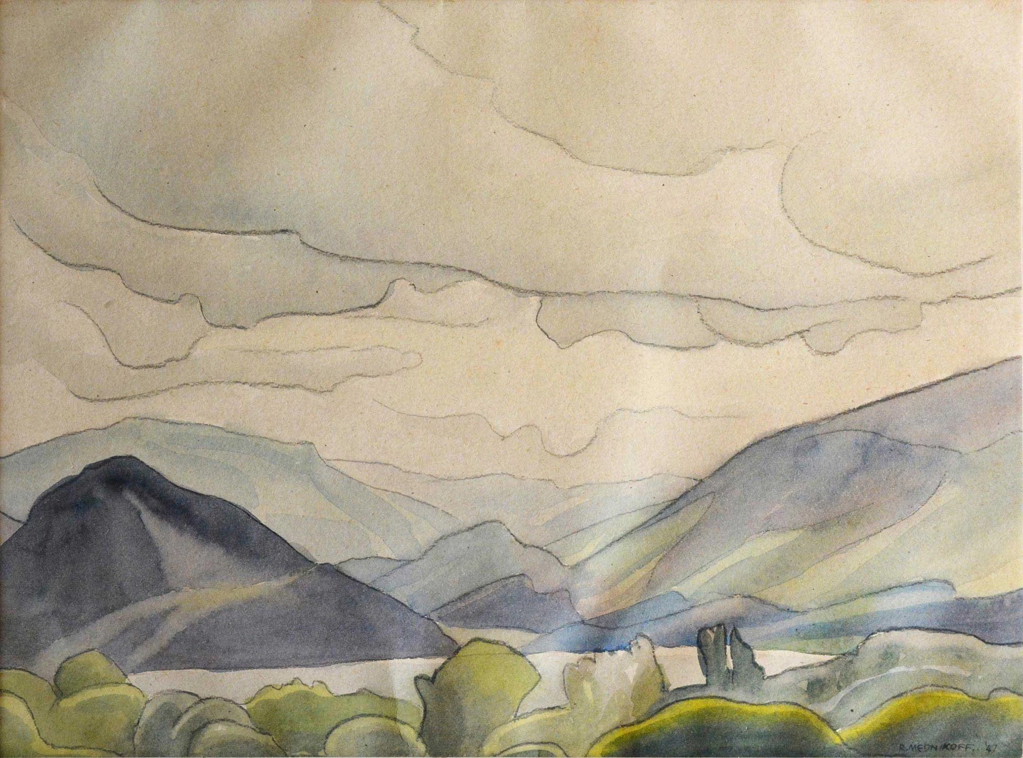01.01.1947, 37x27cm Derwent Water, Watercolour, R Mednikoff