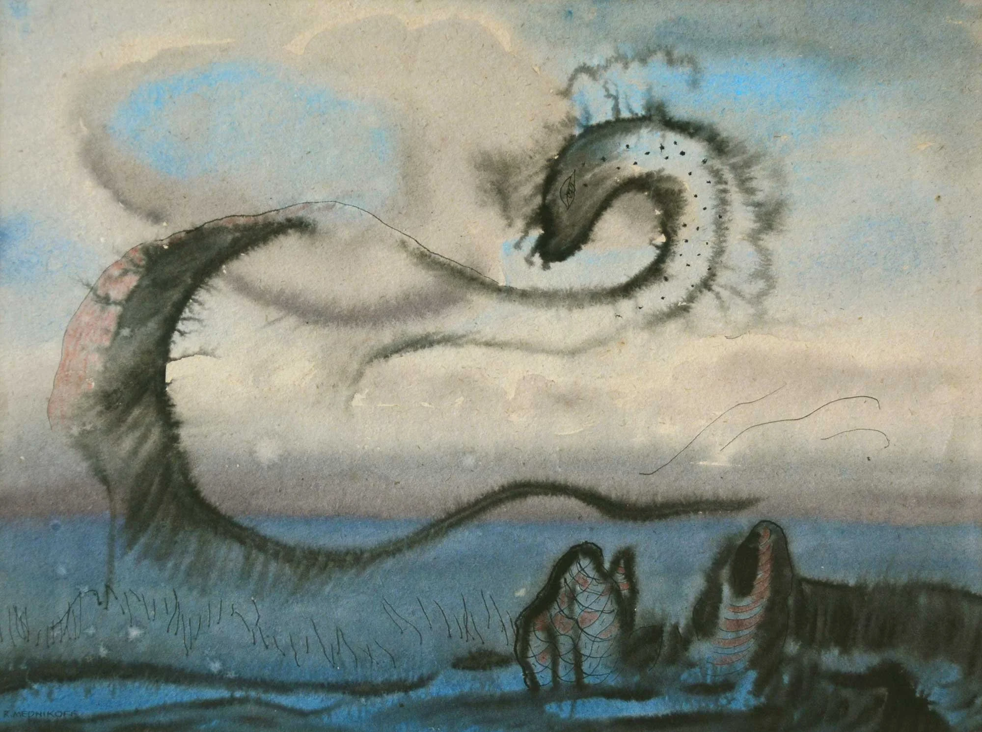 04.07.1948, 37x27cm, Harlech - Wales, Watercolour, R Mednikoff