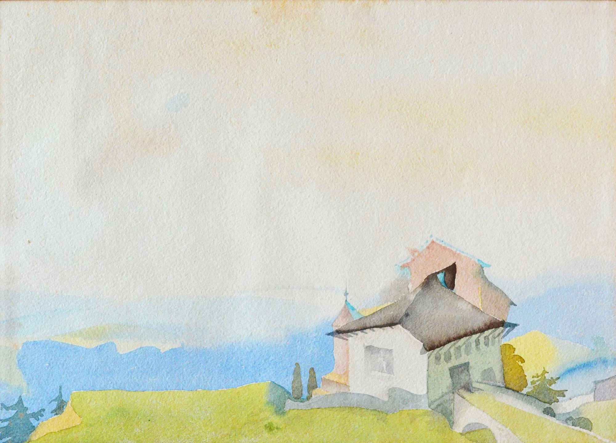 10.1963, 37x27cm, Switzerland, Watercolour, Unsigned (Pailthorpe?)