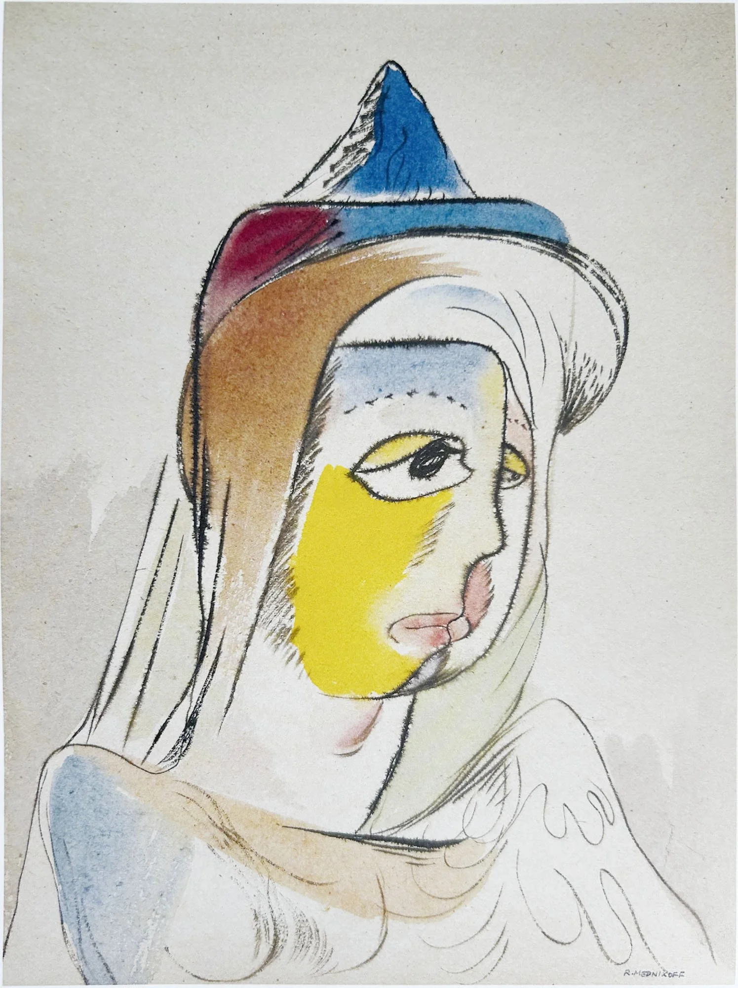 26.05.1949, 37x27cm, Untitled, Watercolour, R Mednikoff. Exhibited in 'A Tale of Mother's Bones'