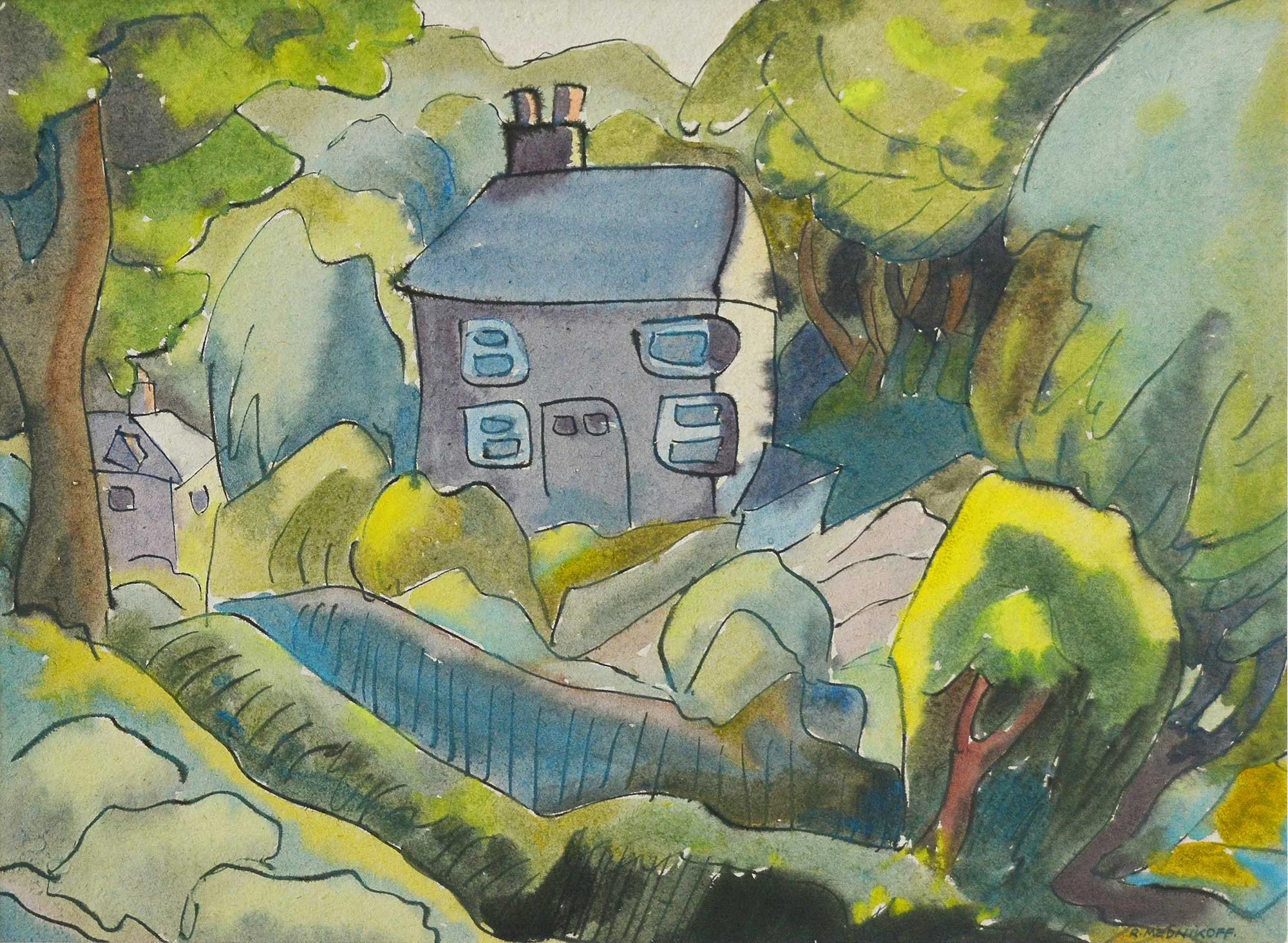 08.07.1948, 37x27cm, North Wales, Watercolour, R Mednikoff