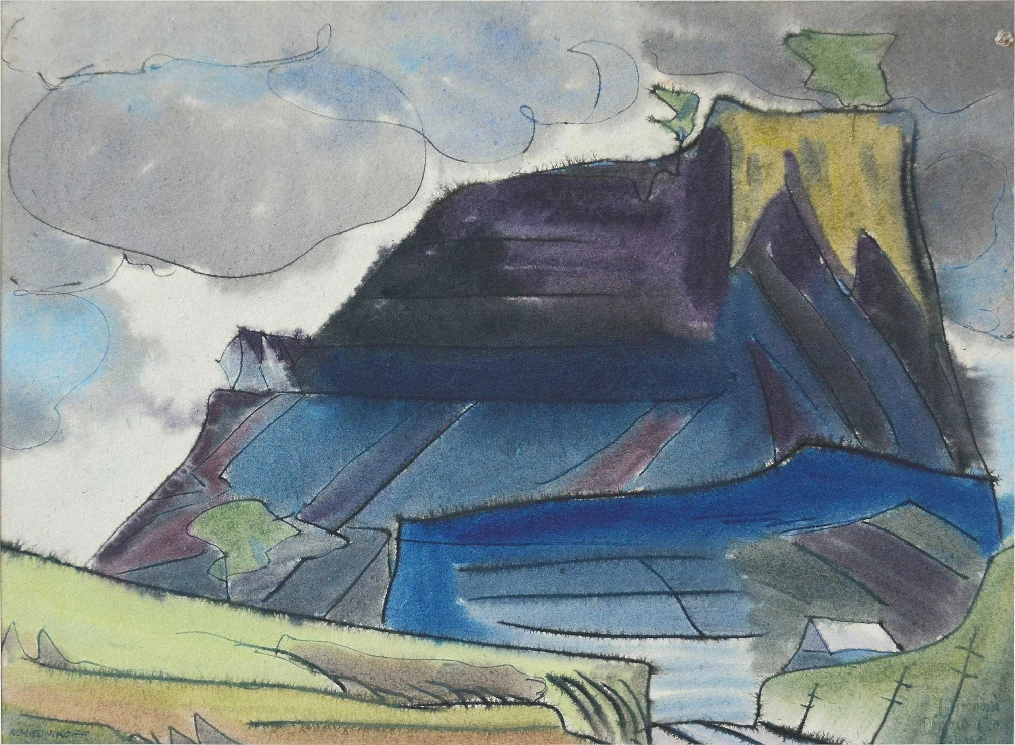 04.07.1948, 37x27cm, Quarry - Festinog, Wales, Watercolour, R Mednikoff