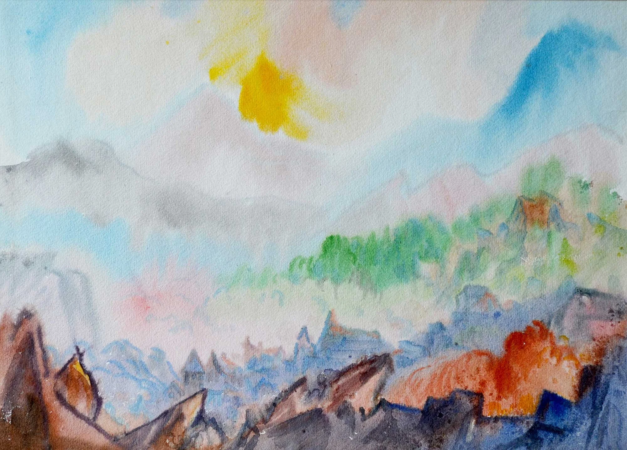 05.1960, 37x37cm, Switzerland, Watercolour, RP