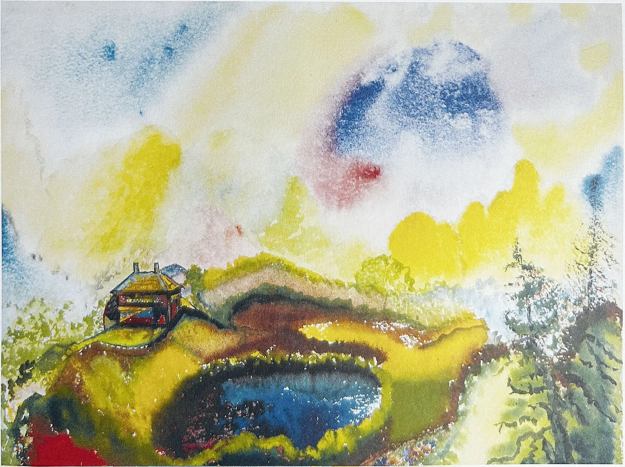 10.1949, 37x27, Switzerland, Watercolour, Unsigned (Pailthorpe?). Exhibited in 'A Tale of Mother's Bones'