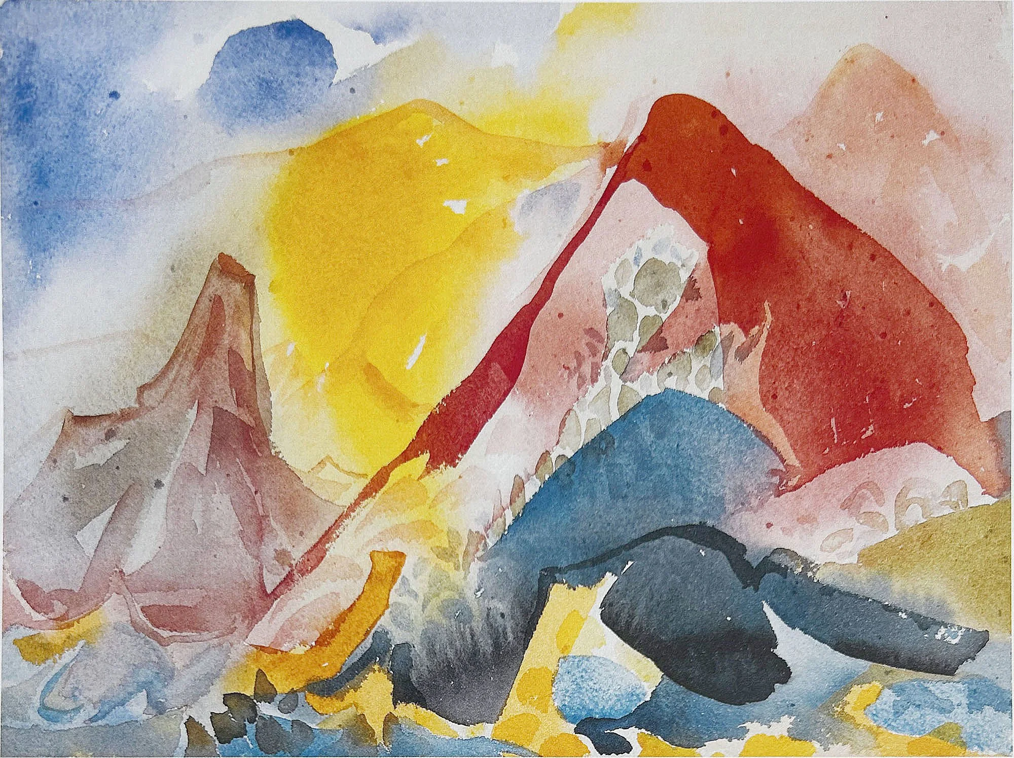 10.1963 37x27, Switzerland, Watercolour, RP. Exhibited in 'A Tale of Mother's Bones'