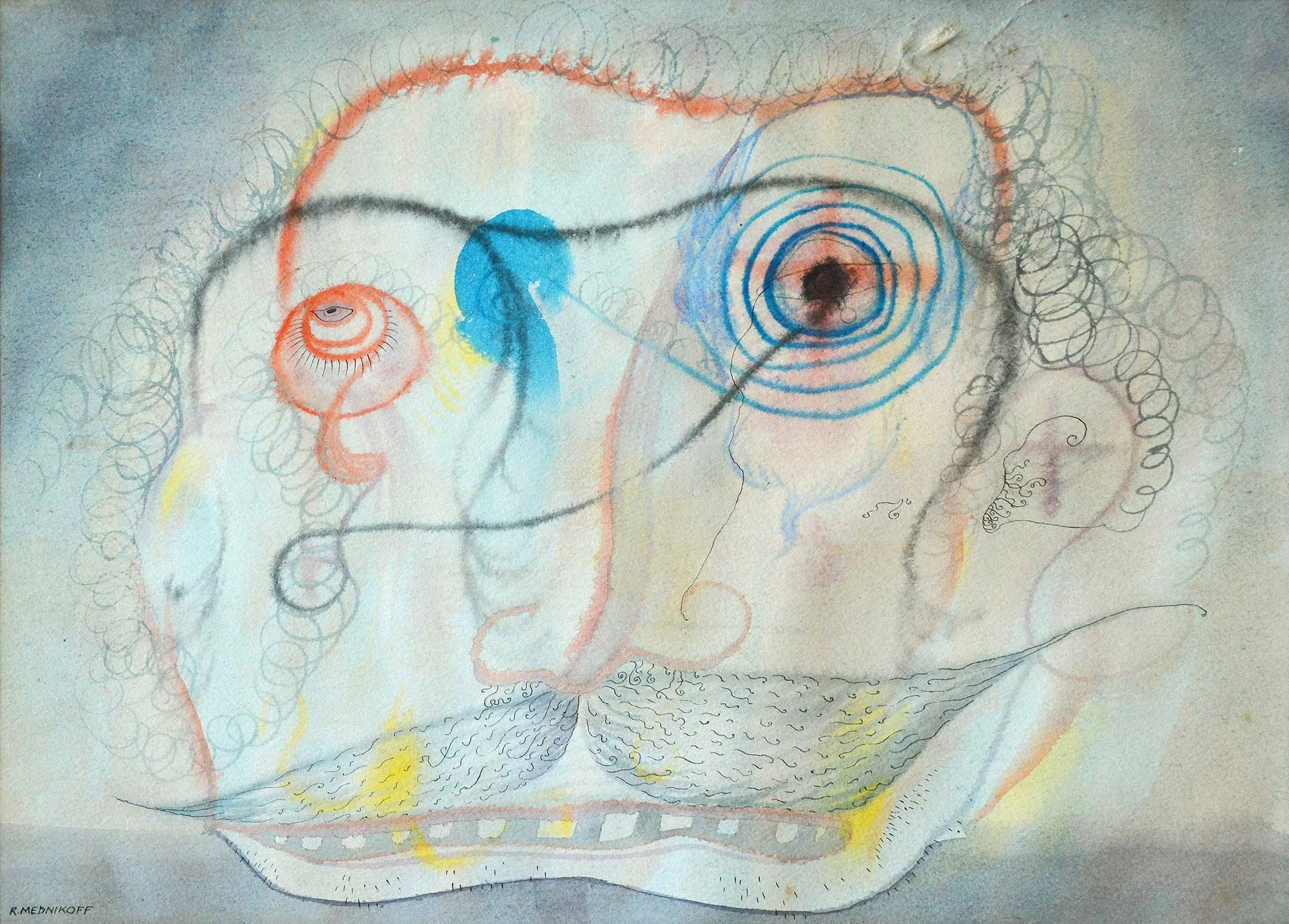 26.04.1944, 37x27cm, Untitled, Watercolour and pen, R Mednikoff