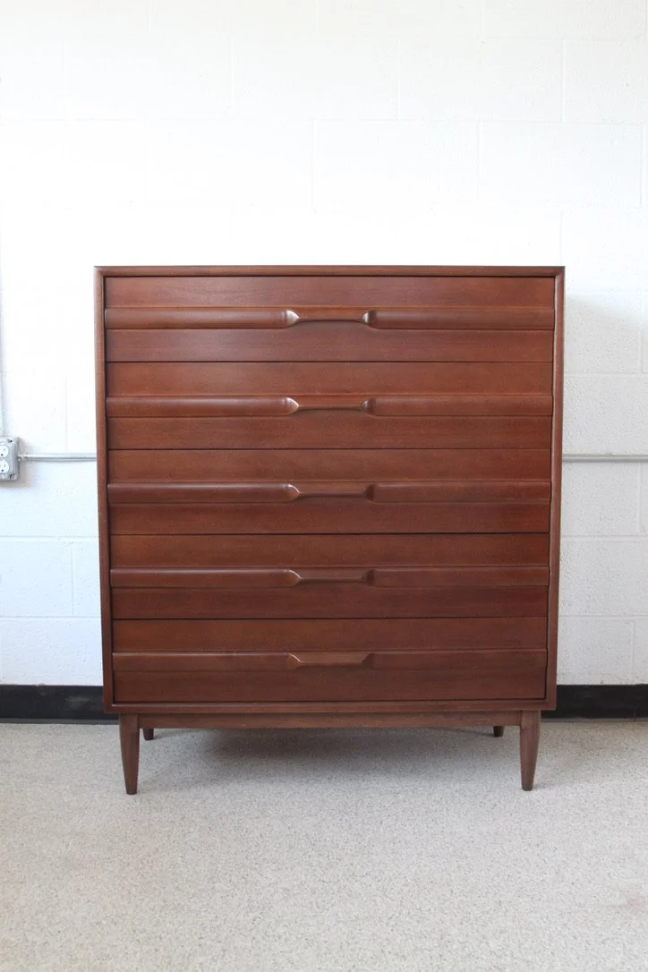 Mid-Century Modern Walnut Tallboy Dresser