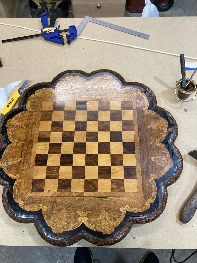 Decorative Chessboard Game Table Top Repair