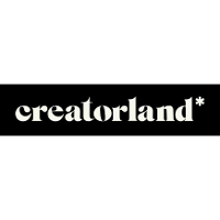 Black background with the word 'creatorland*' in white, stylized lowercase letters