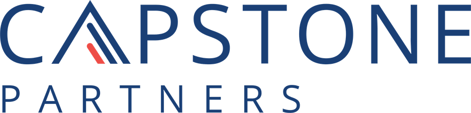 Capstone Partners logo in blue and red text