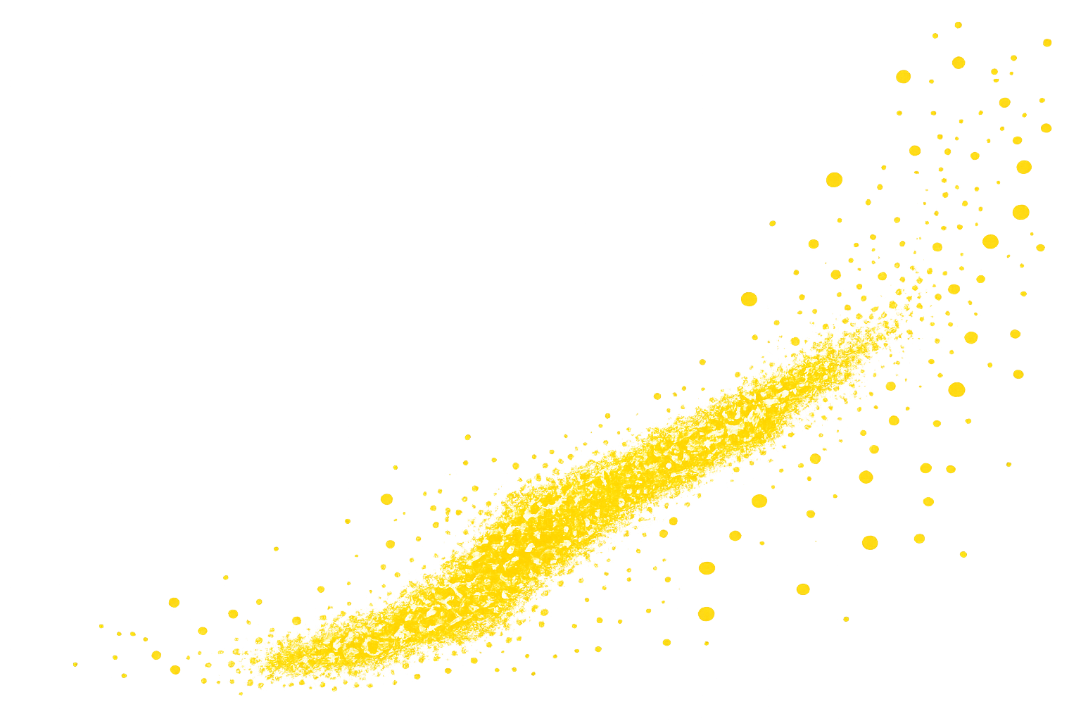 A bright yellow galaxy or star formation of dust and stars against a black background.