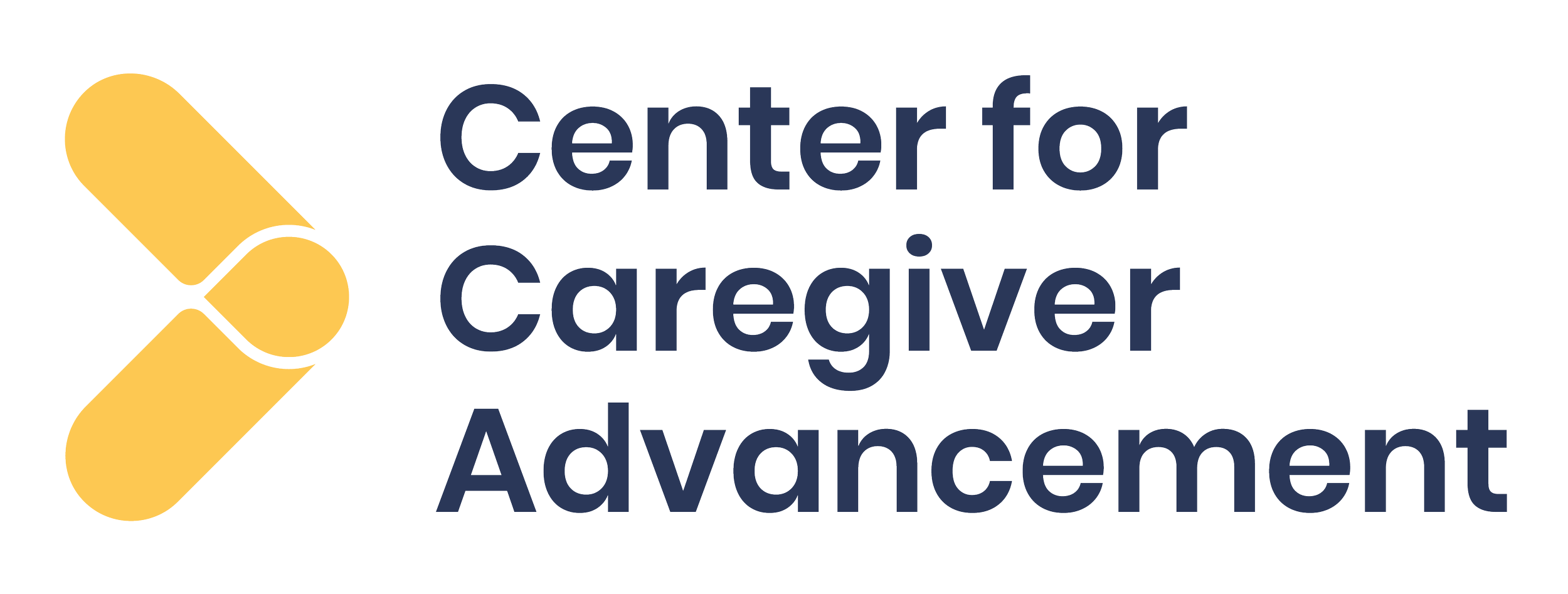 Logo of the Center for Caregiver Advancement featuring a stylized yellow bandage and blue text.