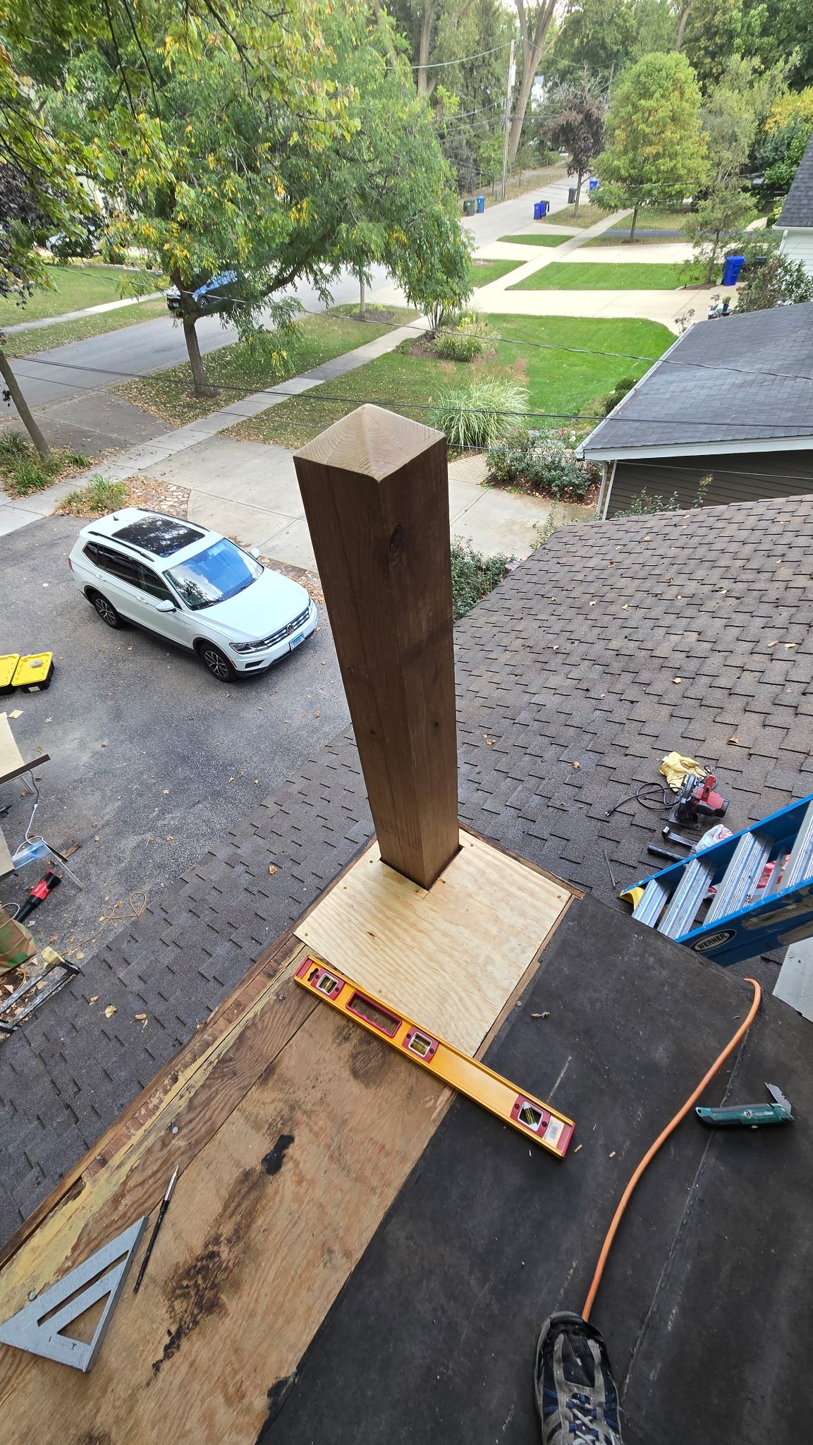 New balcony post installed.